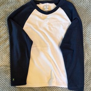 Dudley Stephens baseball t fleece shirt- navy and White